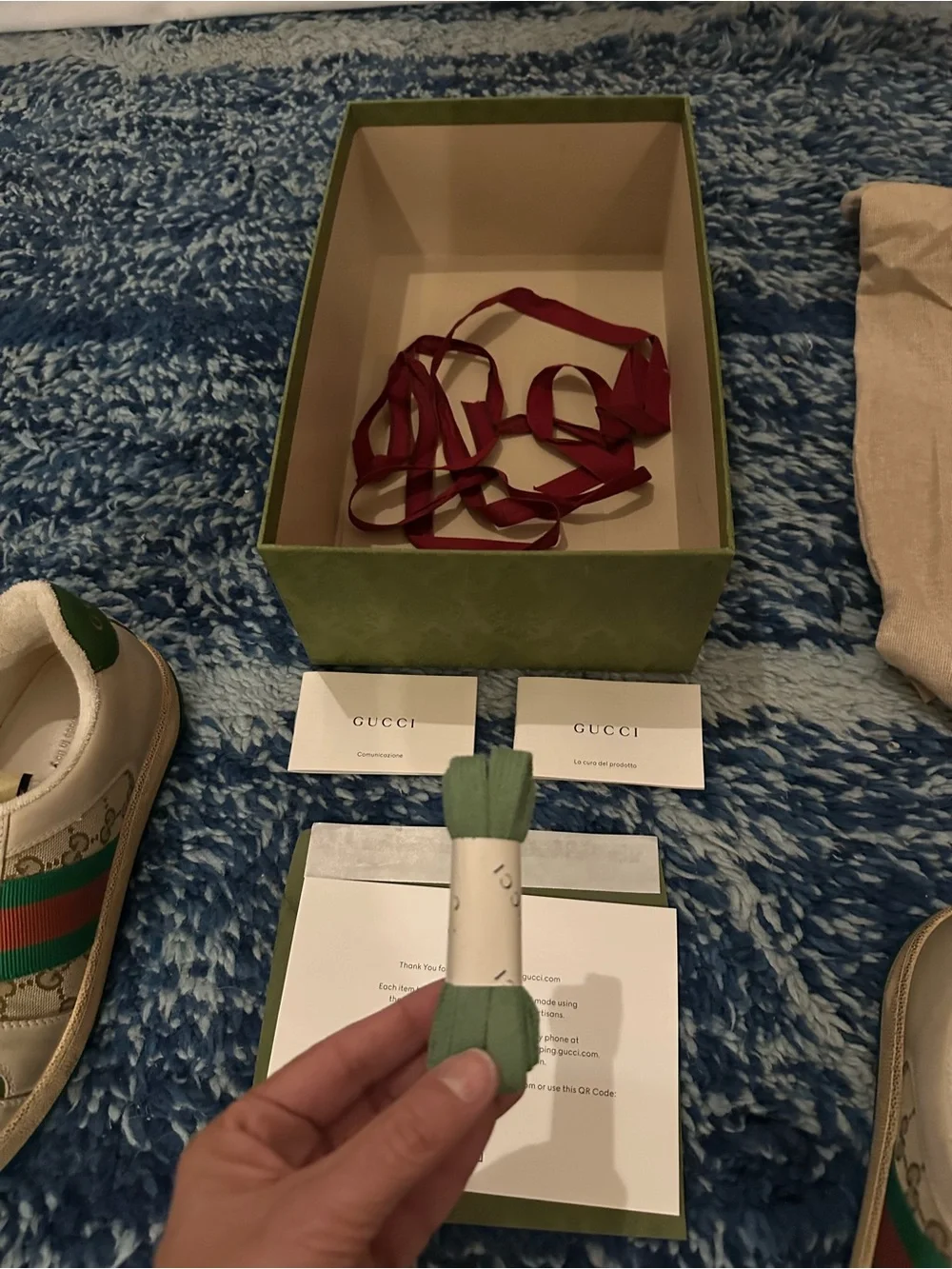 Gucci Beige Monogram Sneakers with Green and Red Web Stripe